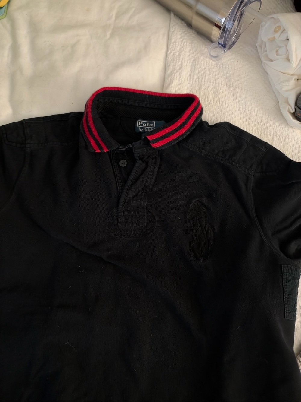 Polo by Ralph Lauren Black Polo Shirt with Red-Trim Collar